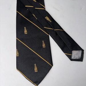 WM CHELSEA LTD. PURE SILK BLACK WITH GOLD EMBLEM NECK TIE